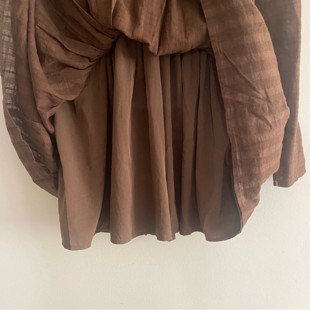 AE Ruched Long-Sleeve Mini Dress in Brown - S - Picture 13 of 16